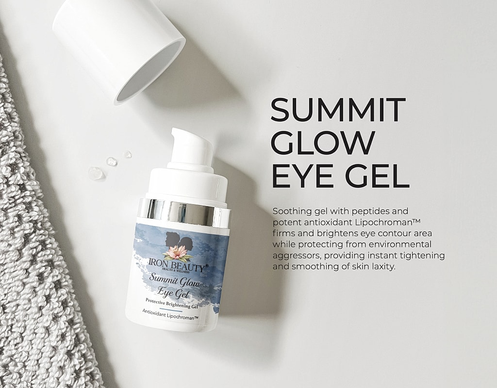 Summit Glow Eye Gel on textured background.