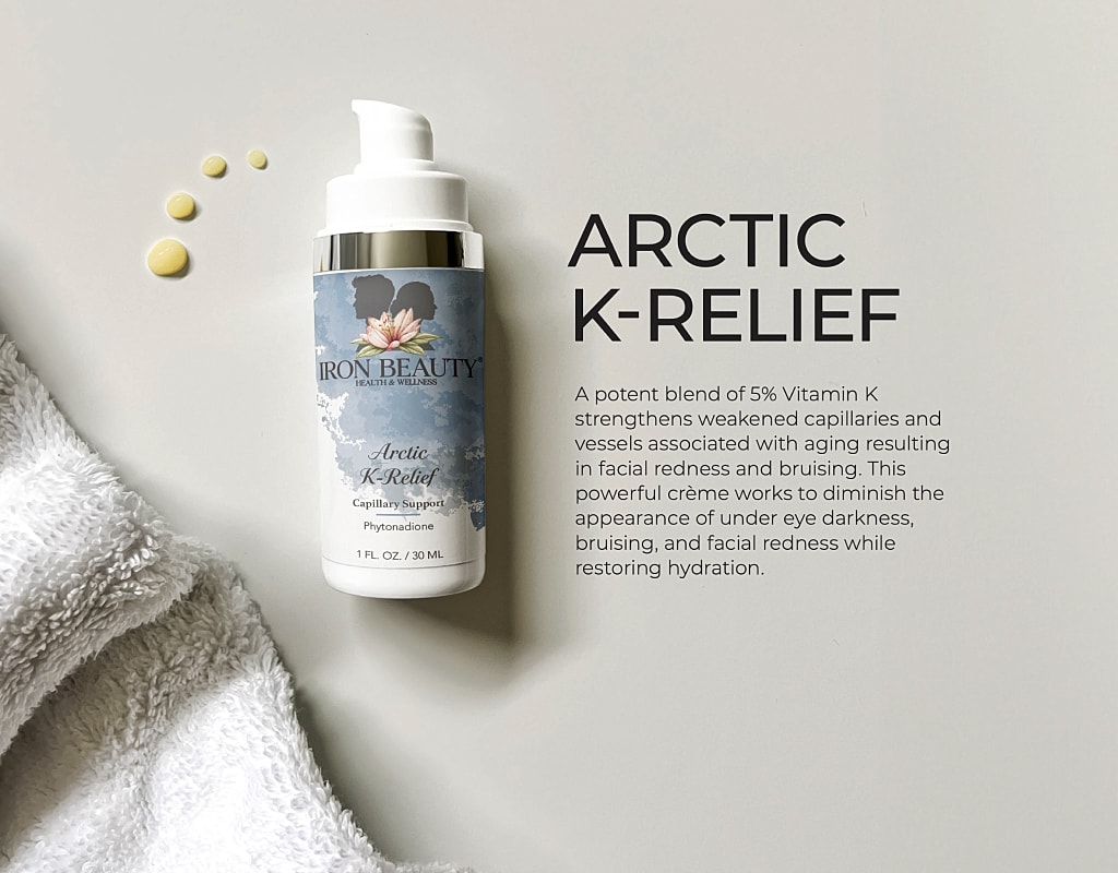 Vitamin K cream for reducing facial redness and bruising.