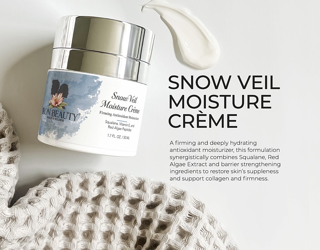 Moisturizer jar with product information and texture.